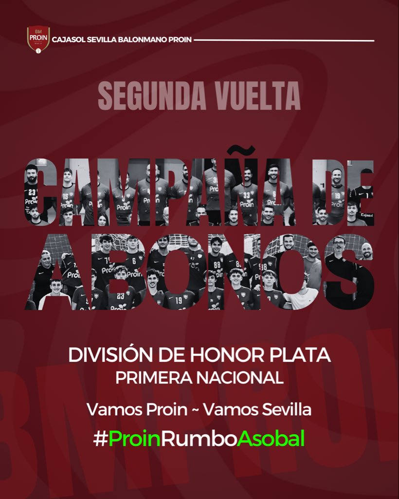 🎁✨ Tenemos un sueño por cumplir
El Proin Sevilla lucha por un ascenso histórico a ASOBAL.
👉 Socio segunda vuelta por solo 35€ + acceso a Primera Nacional.

🔗 app.cluber.es/clubes/1d6105f…

Vamos a hacer historia 💪🔥
#ProinRumboAsobal