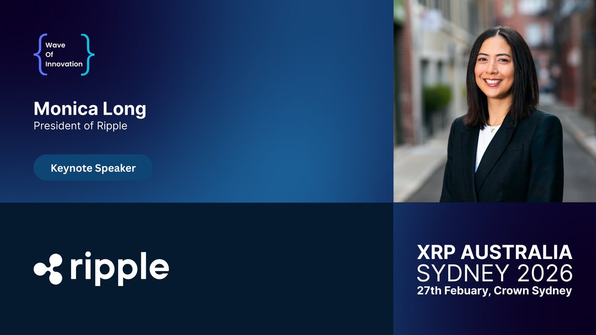 wave_of_innov's tweet image. We're incredibly excited to announce that @MonicaLongSF, President of @Ripple, is joining as our second headline speaker at XRP Australia 2026!

Following our incredible lineup kickoff, Monica will bring her visionary insights on driving the Internet of Value forward.

The…