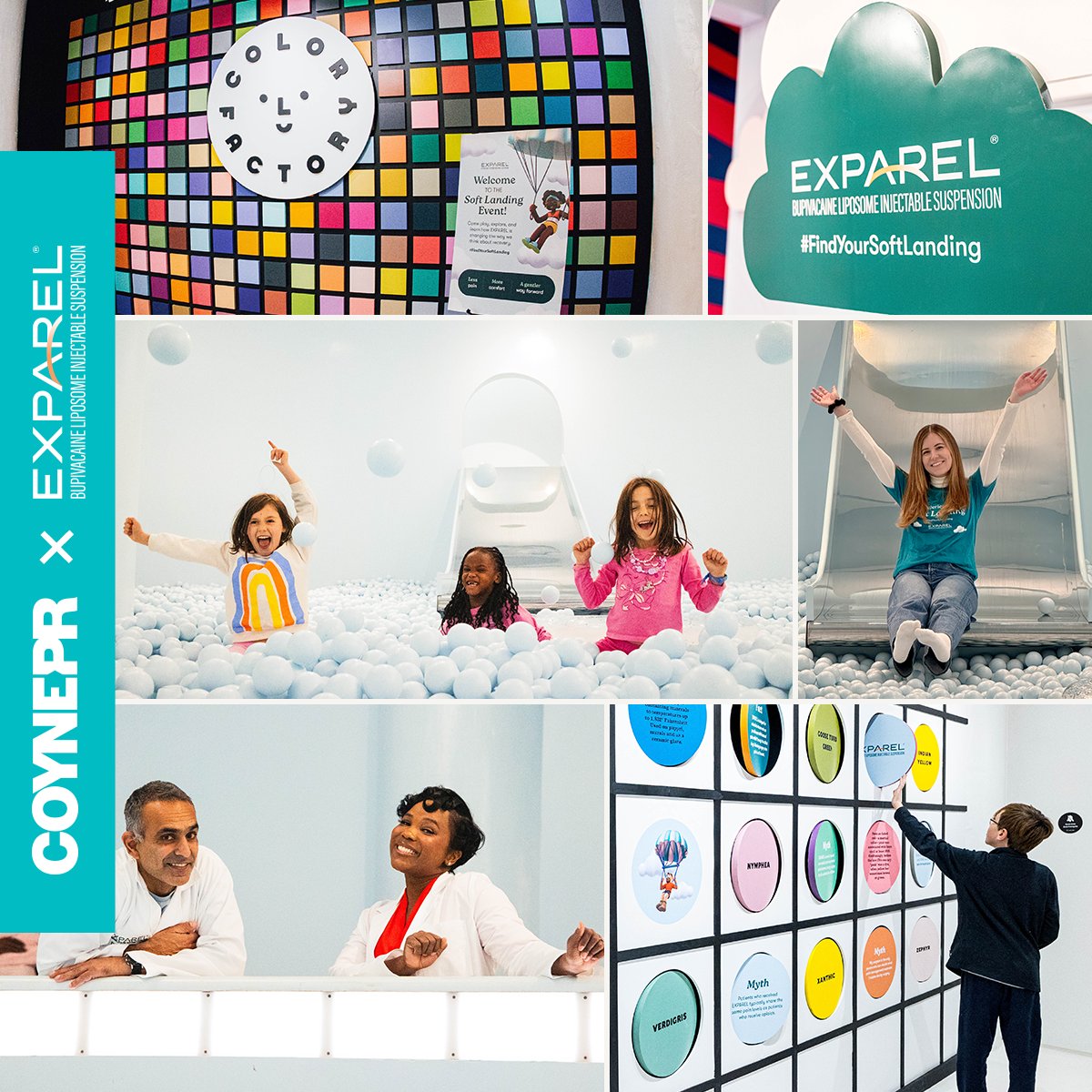 CoynePR's tweet image. We brought @PaciraBio’s EXPAREL® campaign to life with a vibrant “Soft Landing” event at Color Factory NYC 🎨✨

An immersive day of color, connection, and conversations with healthcare pros.

#CoynePR #EXPAREL #SoftLanding #HealthcarePR #DTCcampaign
