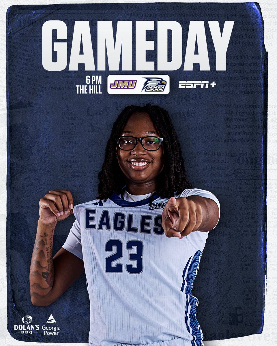 𝗔𝗟𝗟 𝗔𝗕𝗢𝗨𝗧 𝗧𝗛𝗘 🏀

🆚 James Madison
⏰ 6 PM
📍 Statesboro || Jack and Ruth Ann Hill Convocation Center
📺 GSEagles.com/WBBStream
📊 GSEagles.com/WBBStats

#HailSouthern