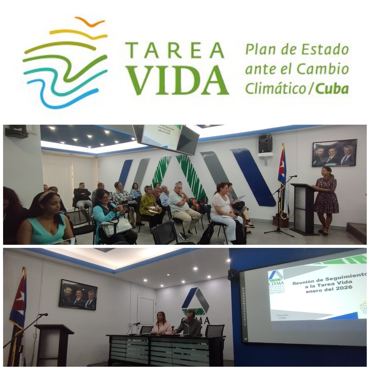 Con un  minuto de silencio en honor a los combatientes caídos en #Venezuela🇻🇪 se da seguimiento en <a href="/citmacuba/">Ministerio de Ciencia, Tecnología y Medio Ambiente</a> al Plan de Estado para el enfrentamiento al cambio climático #TareaVida con presentación de proyecciones 2026-2030 y acciones para primer trimestre 2026
👇