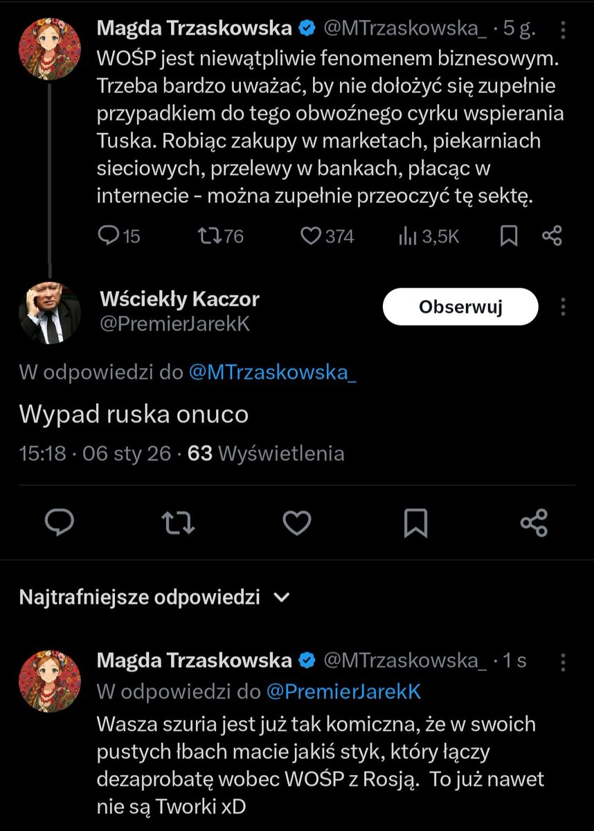 Nie dajesz na Owsiaka -jesteś "onucą". Mamy to xDDD