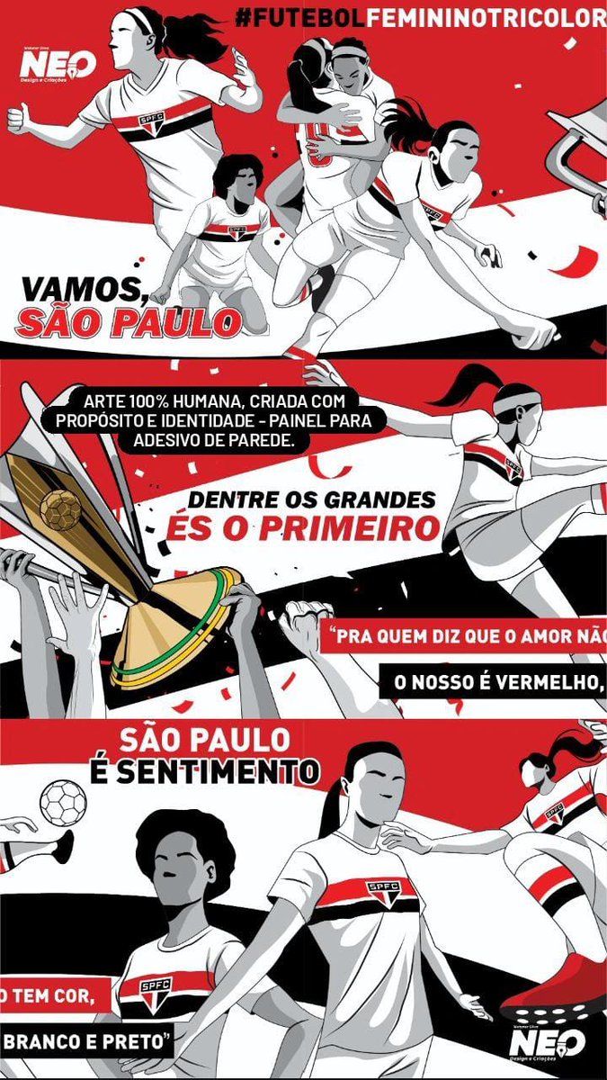 🎨 Arte em Painel criada para <a href="/SaoPauloFC_Fem/">São Paulo Feminino</a>  ( Adesivo de parede ).
🖌️ Arte autoral criada por mãos humanas. Identidade visual que gera conexão, emoção e propósito. 
👨🏻‍💻 Adobe Illustrator, CorelDRAW.
✍🏻 Encomende sua arte, chame no direct ou whatsapp.
instagram.com/neo.designecri…