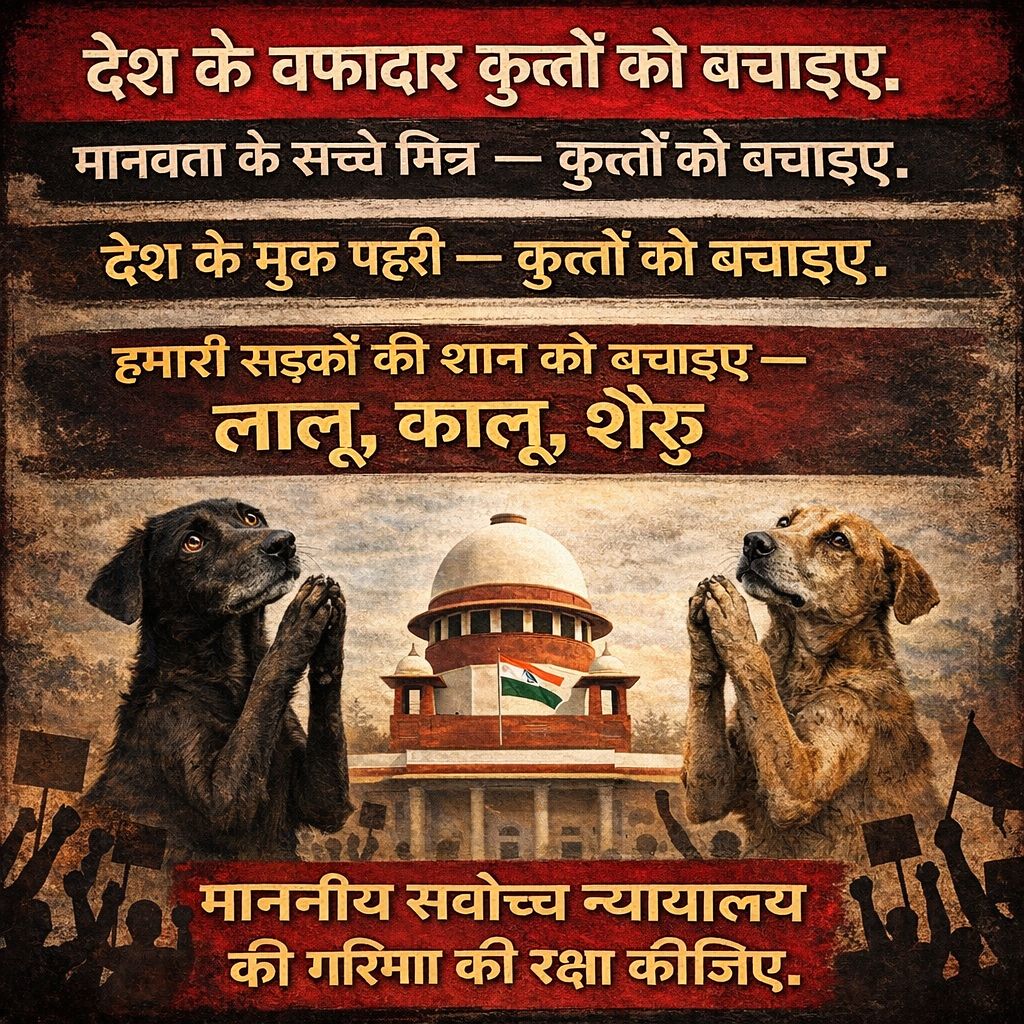 sanjay_daddy's tweet photo. JUSTICE • COMPASSION • CONSTITUTION
7th January will be written in history as a landmark day that strengthens Indian Animal Welfare and upholds the dignity of the Hon’ble Supreme Court of India.
Human Rights are inseparable from Animal Rights.
A society that protects its animals protects its conscience, its Constitution, and its future.
🔔 Accountability • Compassion • Rule of Law
@PMOIndia @CJI_India @LiveLawIndia @barandbench @PTI_News @ANI
@BJP4India @INCIndia
@ndtv @timesofindia @IndianExpress @htTweets @aajtak
@CNNnews18 @BBCIndia
@BDUTT
@iamsrk @BeingSalmanKhan @akshaykumar @TheJohnAbraham
@AnushkaSharma @aliaa08 @katrinakaif
@Riteishd @geneliad
🐾 Stand for compassion. Stand for the Constitution. 🇮🇳