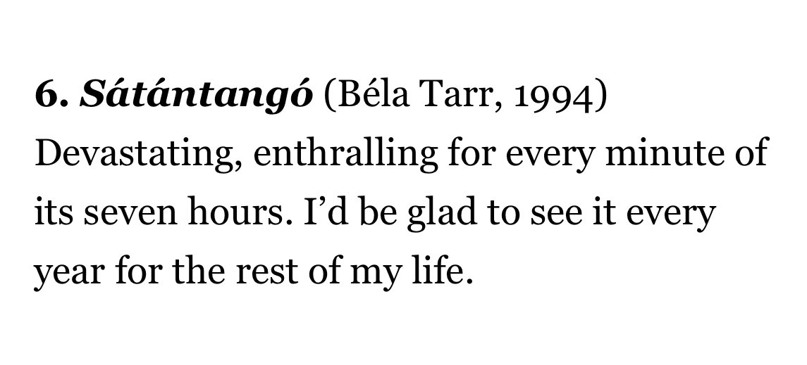 Sontag on Sátántangó, I feel the very same way