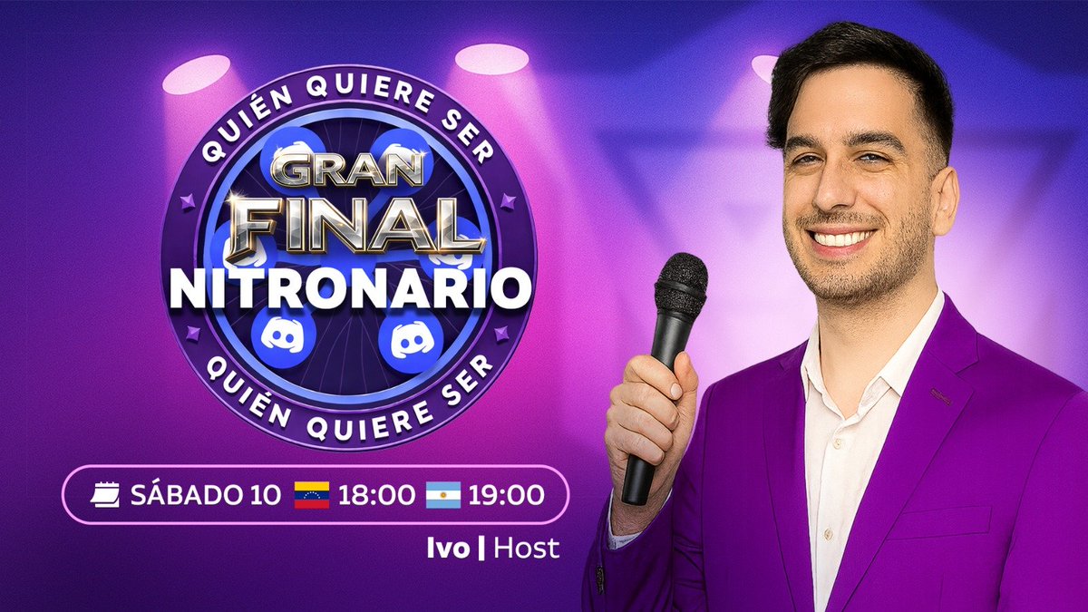 🔥🏆 ¡Llega la GRAN FINAL de ¿Quién quiere ser Nitronario? 🏆🔥

Conocimiento, nervios y gloria en juego…
 ¿Quién se llevará el título? 👀💣¡No te lo pierdas! 🎮

Este Sábado se define todo 💥
🕖 19:00 HS 🇦🇷
🕕 18:00 HS 🇻🇪