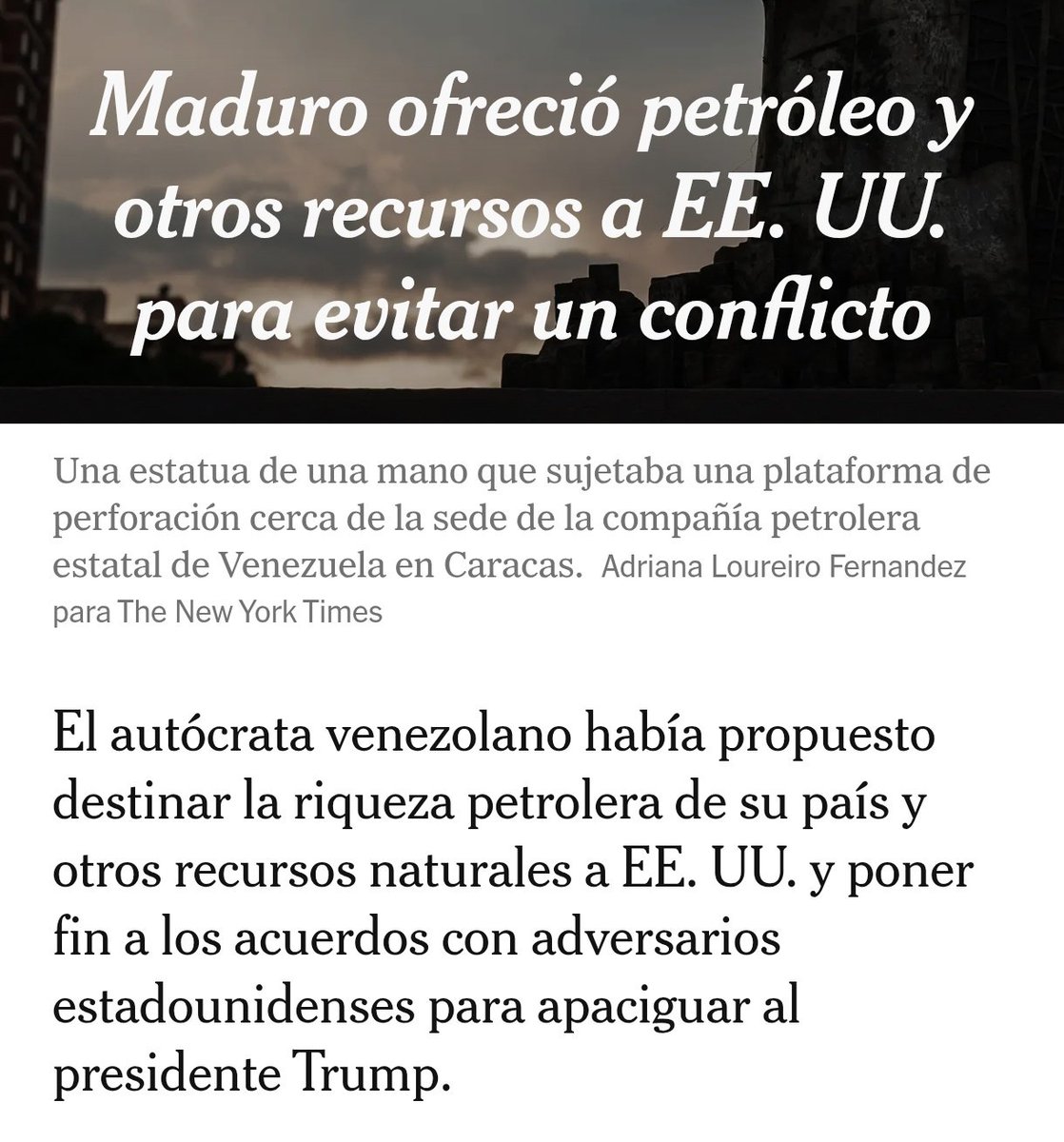 2KDo's tweet image. Zurdos: Los venezolanos deberían defender a Maduro pq Trump solo quiere el petróleo Venezolano...

Maduro: ...
nytimes.com/es/2025/10/10/…