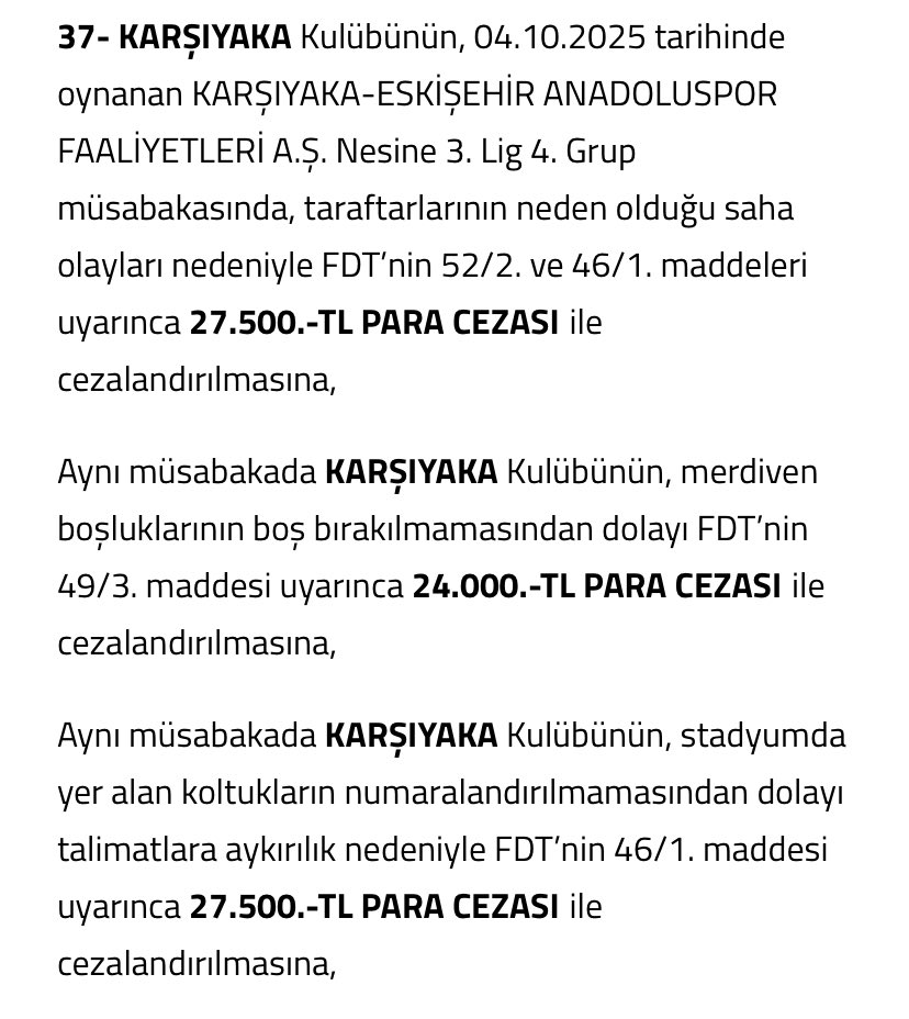 Mülkiyetimizde olmayan,mecburen iki maç oynamak zorunda kaldığımız Atatürk stadında “koltuk numarası yok” diye bize ceza verilmişti. Deplasman seyircisinin gelemeyeceği kadar kötü koşullar için bakalım ceza verecekler mi? 
Didim stadının deplasman tribünü! çok mu uygundu?????????