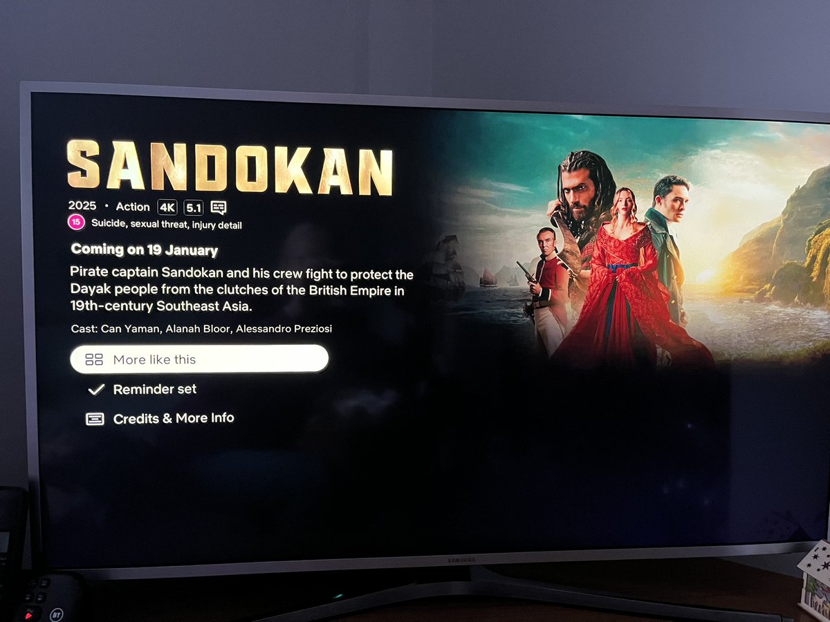 🇬🇧 and 🇮🇪 📺 | Netflix - the platforms confirms premiere of #Sandokan series starring #CanYaman and international cast for 19th January 2026 alongside USA 🇺🇸, Canada 🇨🇦 and whole of Latin America and Carribean.