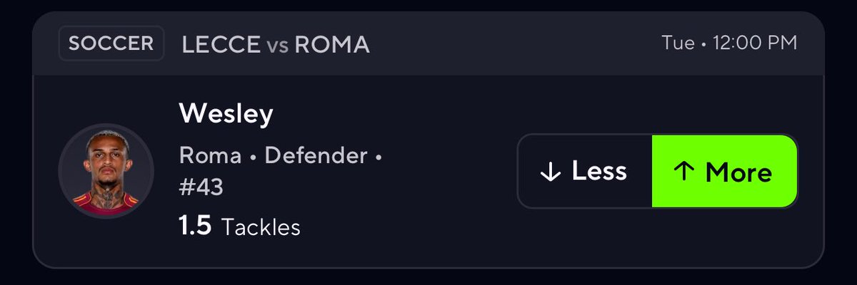 BetsByCash's tweet photo. CANT IGNORE VALUE WHEN I SEE IT 😤 

Odds are at -600….. just too good even if he’s known as a 🪤 master!

1U…🐀 🇮🇹 
#Roma #SerieA #Soccer #Gambling𝕏 #PrizePicks #SportsBettingX https://t.co/t3ylFR0M7t