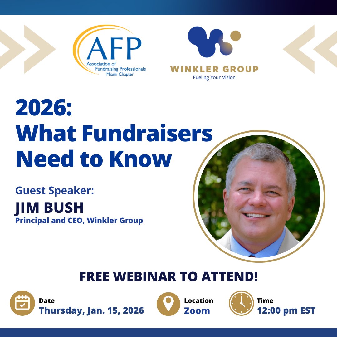 Our annual nonprofit landscape webinar is on Thursday, January 15th, at 12pm. Free to attend this webinar. <a href="/WinklerGroup/">Winkler Group</a> 
Register here: us02web.zoom.us/webinar/regist…

#afpmiami #winklergroup #fundraisingin2026 #nonprofits #fundraisingprofessionalsOur