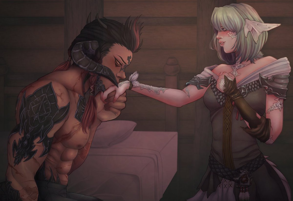 Inviziii's tweet image. First art post of the year! 
(Altanii belongs to @SunnySideUp245 , ya'll know already Nima is mine &amp;gt;w&amp;lt; )

#FFXIV #FinalFantasy