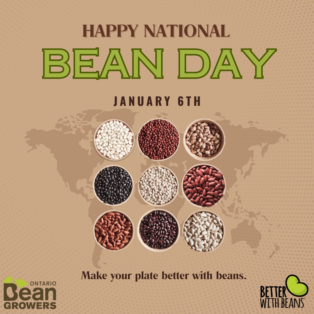 OntarioBeans's tweet photo. 🫘 January 6th is National Bean Day!! 🫘 Celebrate with us and choose a yummy recipe to try from our recipe library here: https://t.co/6WkywmeRzQ

#LoveCDNBeans #betterwithbeans #ontariobeans #NationalBeanDay https://t.co/BZ9HgFaysp