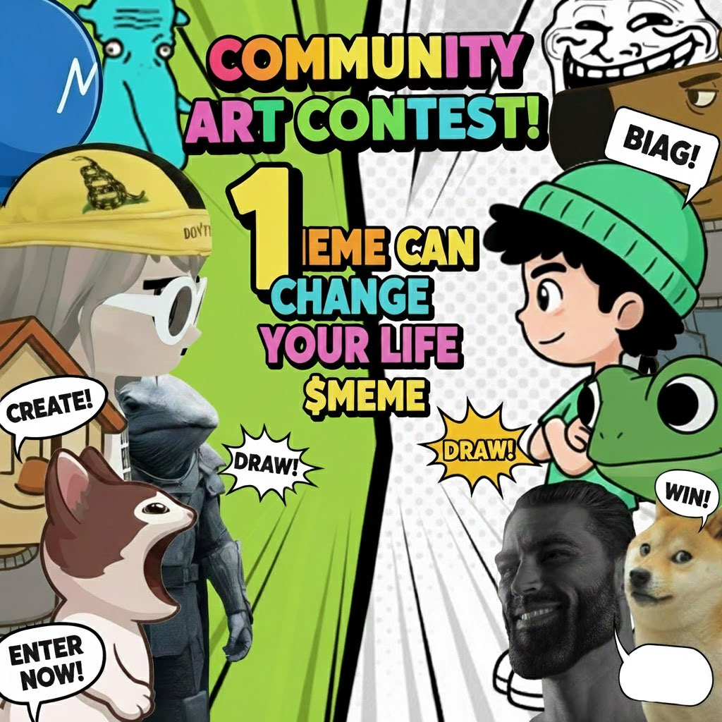 COMMUNITY ART CONTEST 🎨

We want to see what the community can create for $meme.

🏆 3 winners
💰 1 SOL each

To enter:
• Follow <a href="/1meme_sol/">meme</a>

• Post your original art using $meme ( Ai is allowed but not too ai like)

• Post your art in $meme community( multiple entries are