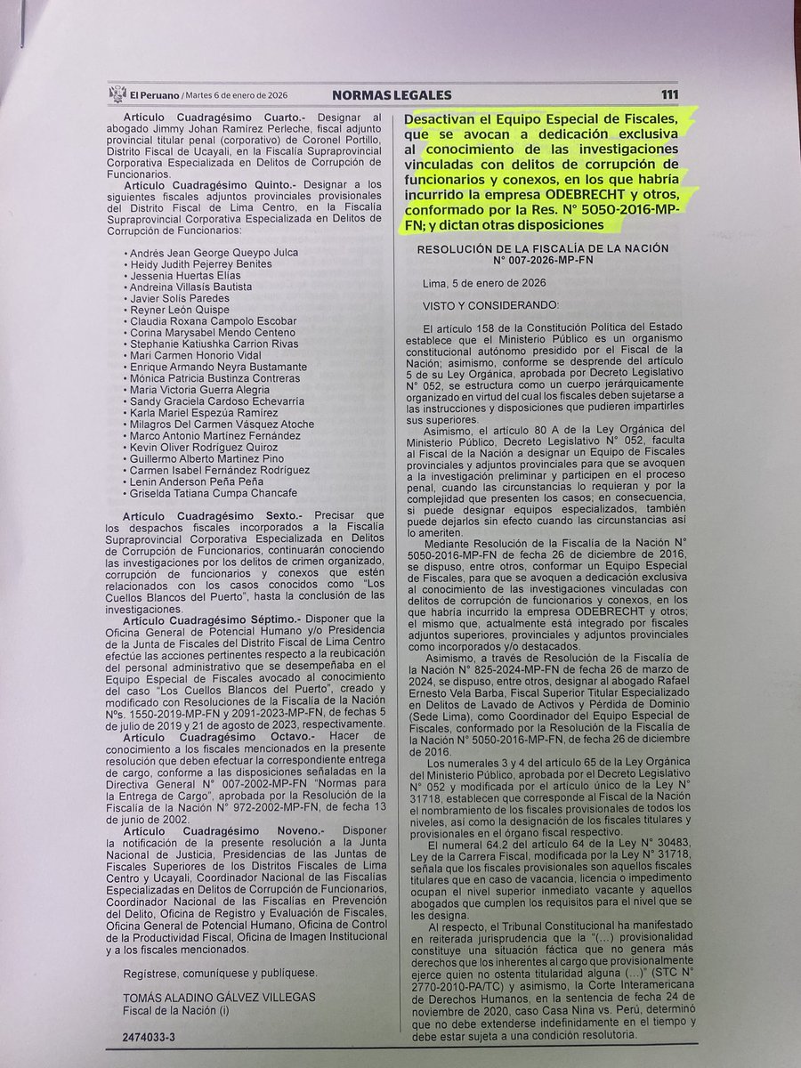 IDL_Rivera's tweet image. #IMPUNIDAD La desactivación de los Equipos Especiales Lava Jato, Cuellos Blancos y de las Protestas del 2022 y 2023 solo tiene como objetivo paralizar y perturbar las investigaciones.
Ahora la fiscalía juega a favor de los investigados por corrupción y violaciones a los DDHH.