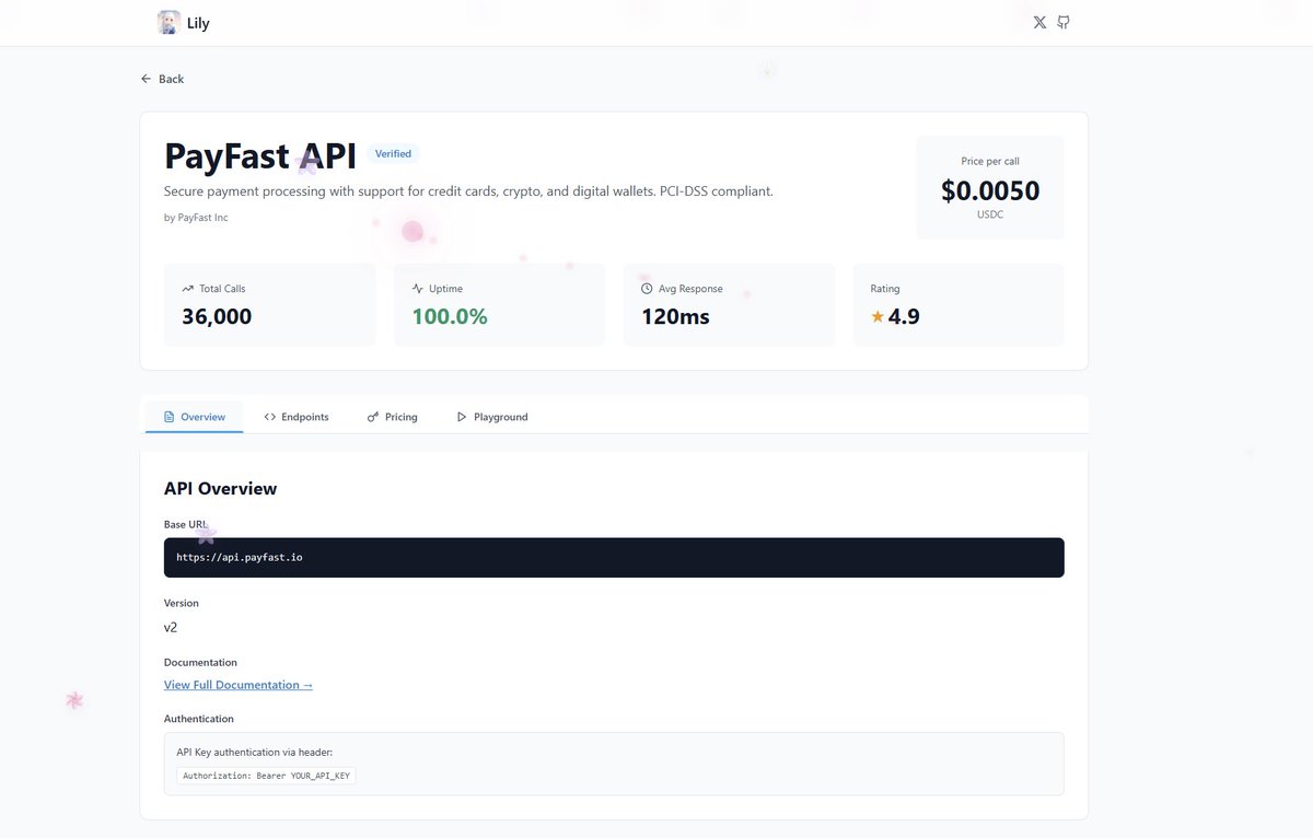 lilyagent_ai's tweet photo. Now you can get Payfast API from the Lily API marketplace! 🫧💐

https://t.co/U7j1vuIPJB https://t.co/V4w8f27WtD