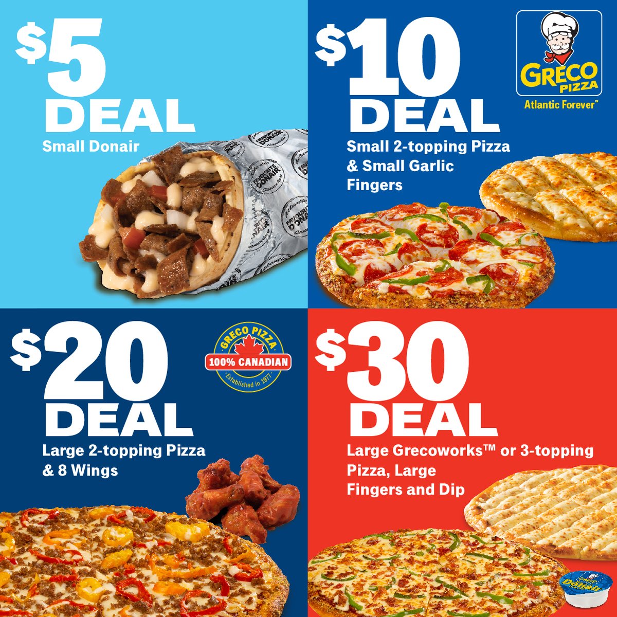 Proudly Canadian 📷📷 Enjoy our All Canadian Deals at Greco! Big flavors, great value, and comfort food you’ll love 📷 Order online at Greco.ca or call 310·30·30 📷 for fast, tasty satisfaction. Don’t miss out—order now! 📷