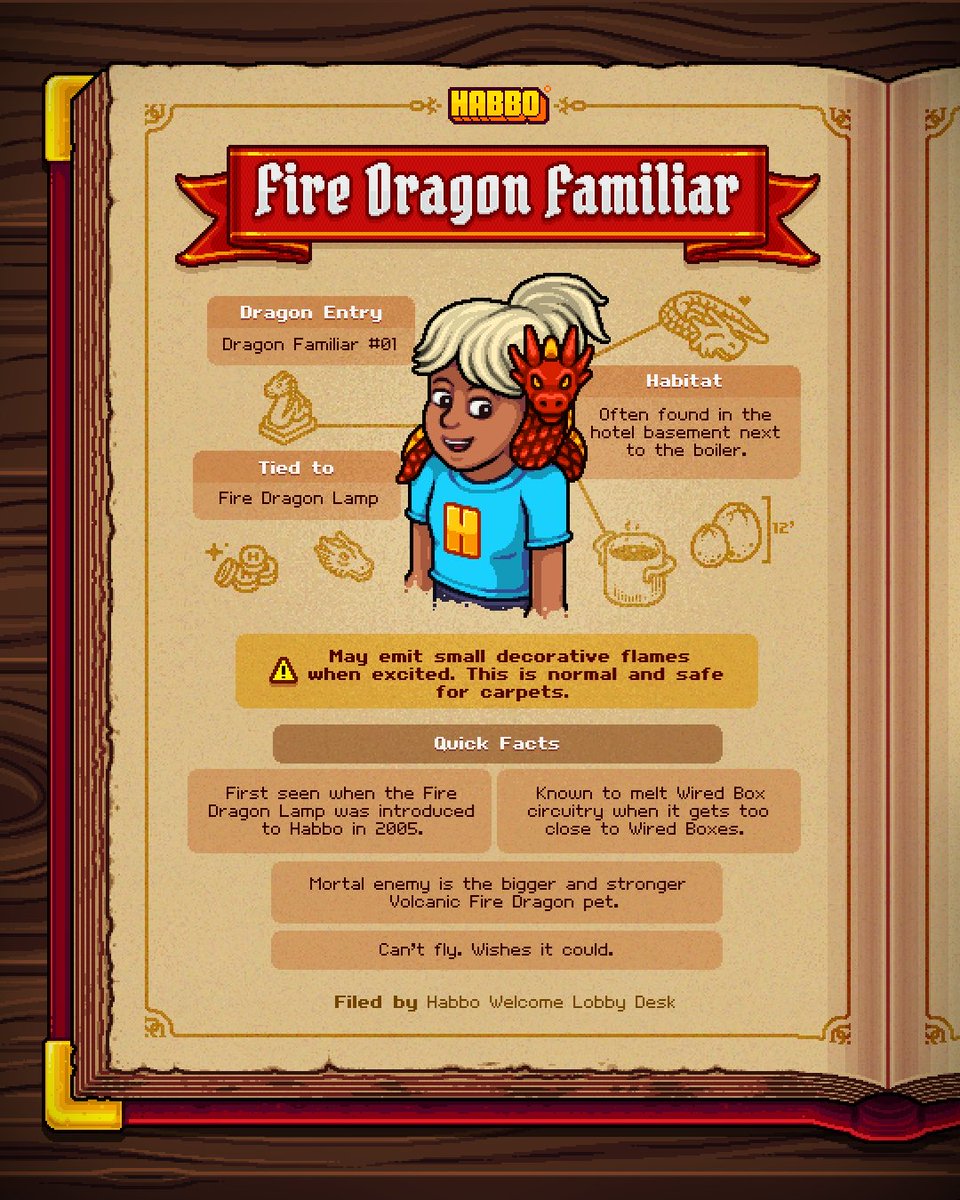 this Wednesday, a legend lands in Habbo 🐉

we’re releasing the very first Dragon Familiar… EVER.

these wearable dragons are part of a brand-new Collectible Set which will eventually get a bonus item 👀 if you’re a collector, this one’s a no-brainer.

🧵⬇️