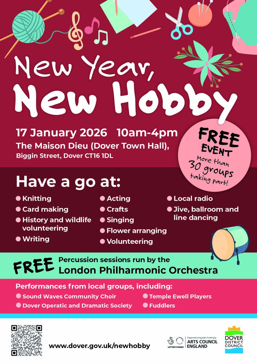 DoverDC's tweet image. NEWS: Try out a new hobby for the new year at an event being held at the Maison Dieu on 17 January. Read more: dover.gov.uk/News/Press-Rel… 

@MaisonDieuDover