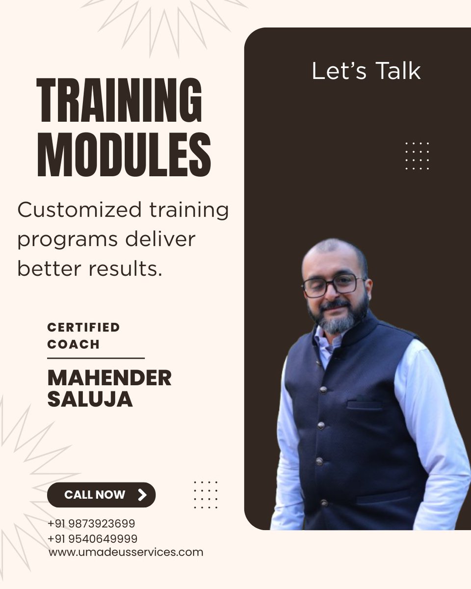MahenderSaluja's tweet photo. Customized training programs deliver better results.
"DM / Call / WhatsApp to discuss your requirement
+91 9873923699
+91 9540649999

Mahender Saluja
Business Consultant | Corporate Coach
U MADE US Services

#customisedtraining #trainingmodules #mahendersaluja #umadeusservices https://t.co/q2nYjxQrVn