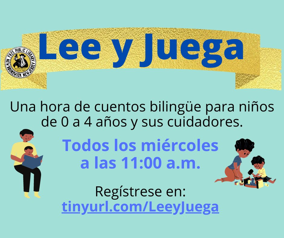 NBFPLNJ's tweet photo. Read and Play continues in 2026! Our #bilingual #StoryTime for children ages 0-4 and their caretakers meets every Wednesday at 11:00 a.m.! Registration is suggested but not required at https://t.co/FK84lU2jWE.
#LibraryProgram #NJlibraries #NewBrunswickNJ #NBFPLkids https://t.co/WrKD1Tryt4
