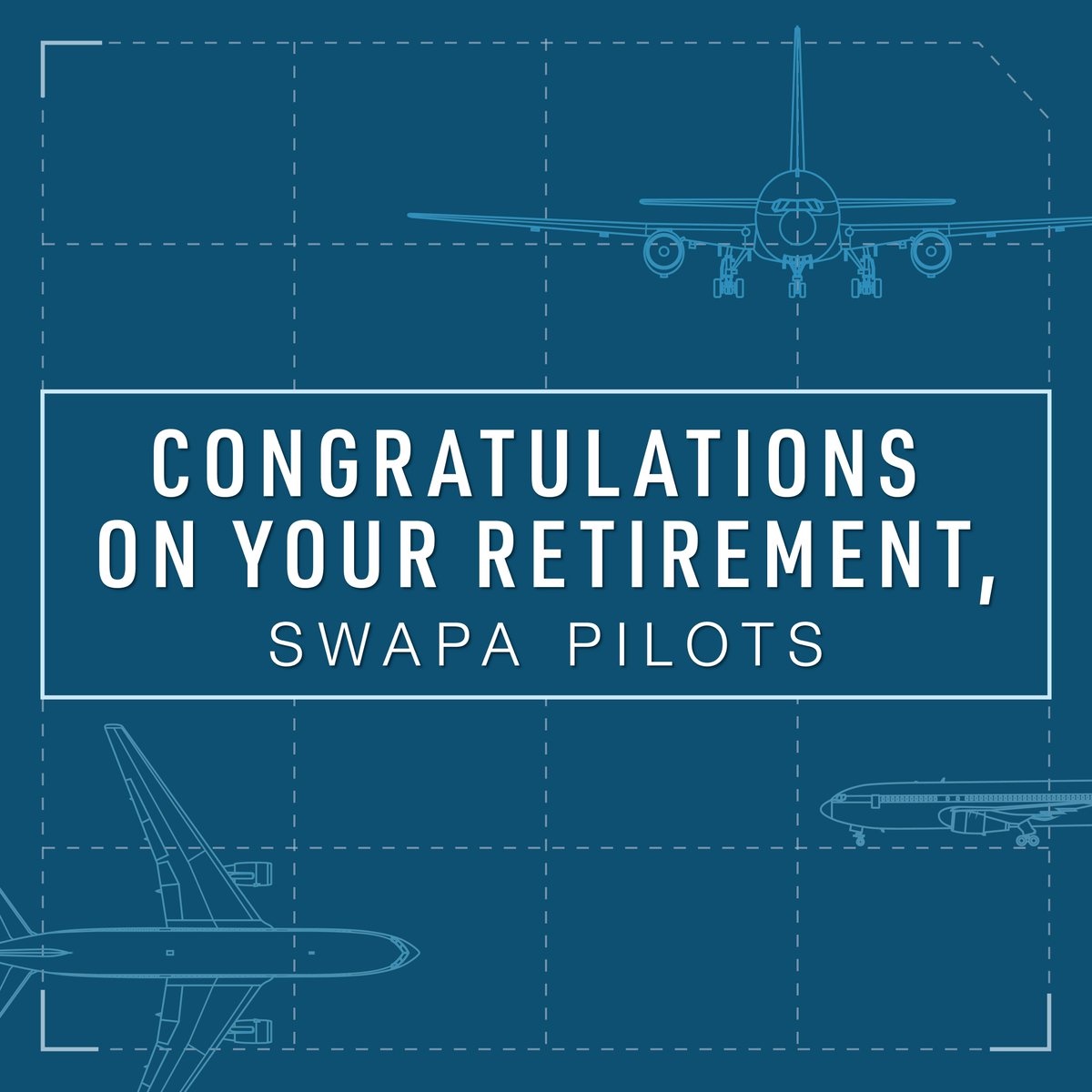 swapapilots's tweet photo. This month, 16 of our #SWAPAPilots are scheduled to retire. Thank you for all the flights you’ve flown, getting our passengers safely to their destinations. If you’re retiring, we would love to feature you on social media. Send pictures of your retirement to rp@swapa.org. https://t.co/J5ELPEwFif