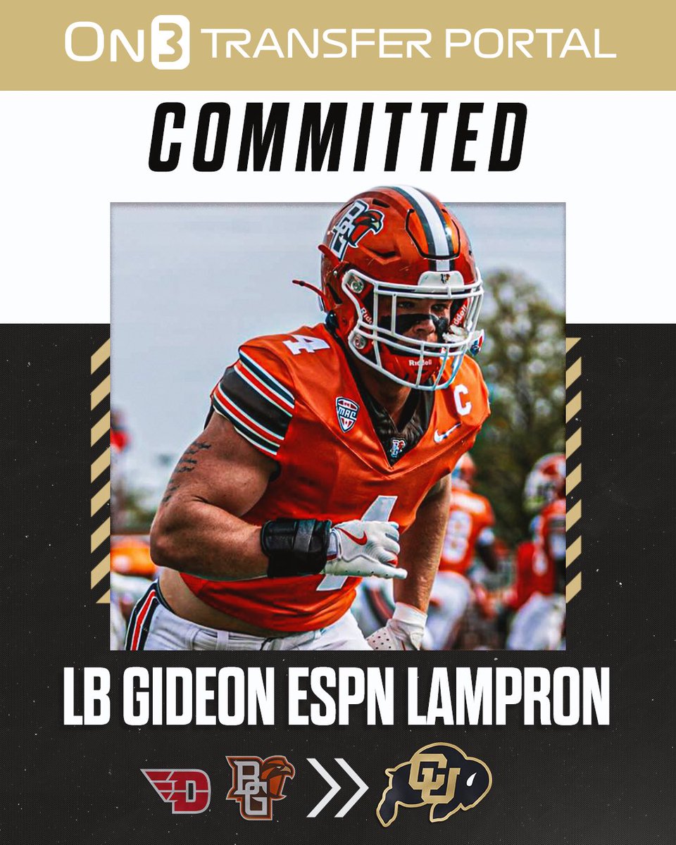 BREAKING: Bowling Green transfer LB Gideon ESPN Lampron has committed to Colorado, <a href="/Hayesfawcett3/">Hayes Fawcett</a> and <a href="/PeteNakos/">Pete Nakos</a> report🦬

on3.com/transfer-porta…