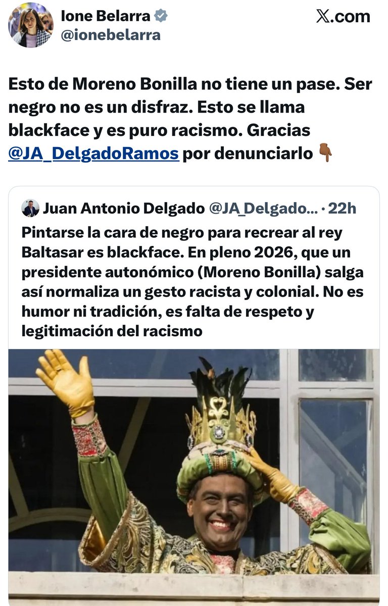 RABAGOISABEL's tweet image. Que dice la izquierda que pintar la cara a Baltasar es racismo. No como cuando ellos aplaudían la mamarrachada de las “Reinas Mágas” de Carmena que nos tuvimos que tragar. Su “Baltasara” en Madrid. Eso era maquillaje empoderado feminista, no?🤣🥳🍿

La izquierda es un puro meme.