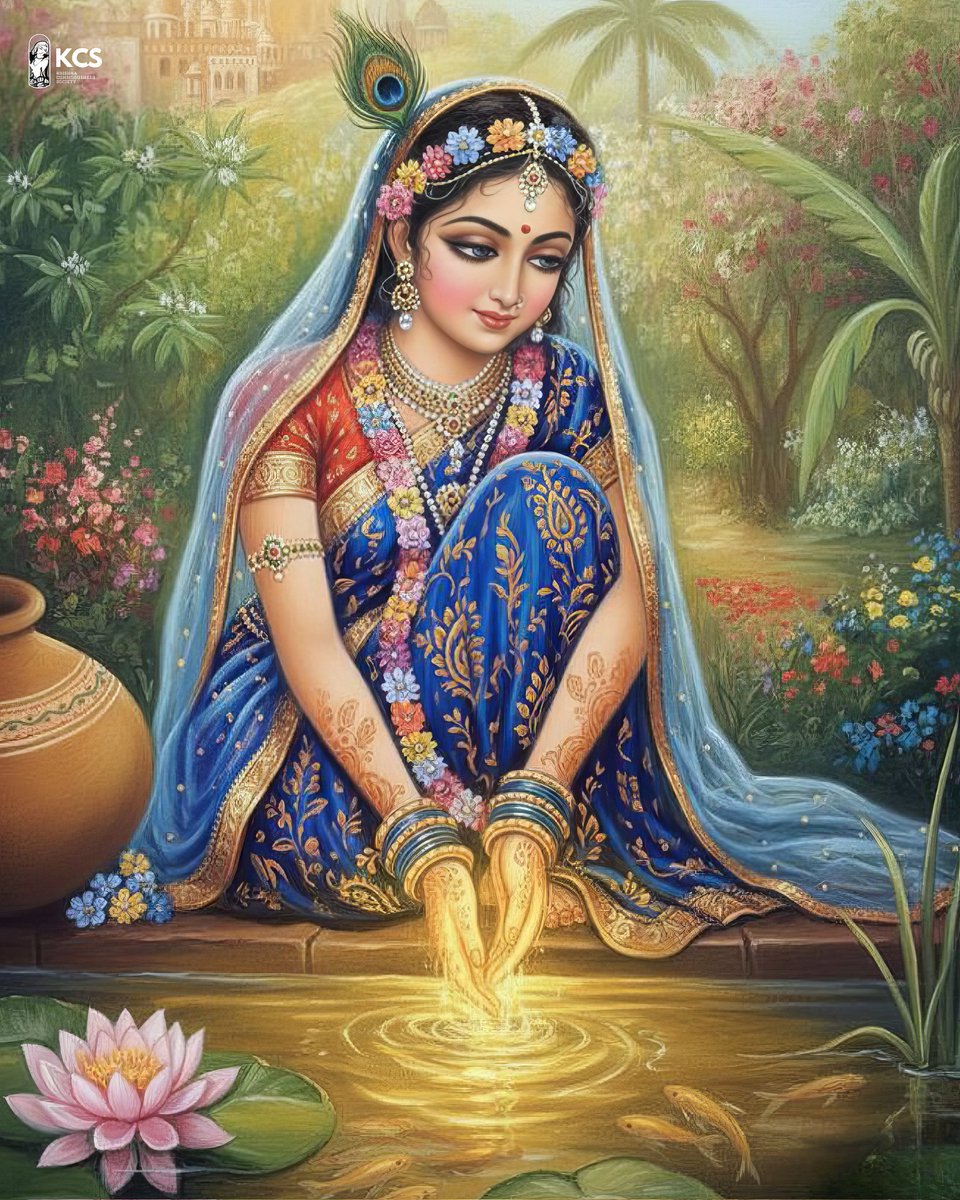 KCSociety_India's tweet photo. So kṛṣṇa-prema is so valuable, but Kṛṣṇa is after Rādhārāṇī. Just see how Rādhārāṇī is great. Just try to understand the greatness of Rādhārāṇī. Therefore She is so great, and we have to offer our respect.

Śrīla Prabhupāda's Lecture on Radhastami, Srimati Radharani's Appearance Day, Montreal, August 30, 1968