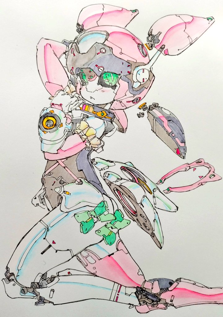 ROBOT MONST クレヨン画　アナログ　イラスト 線画のアリアに少し加筆して着色しました。 #Aria #ArtofDelusion