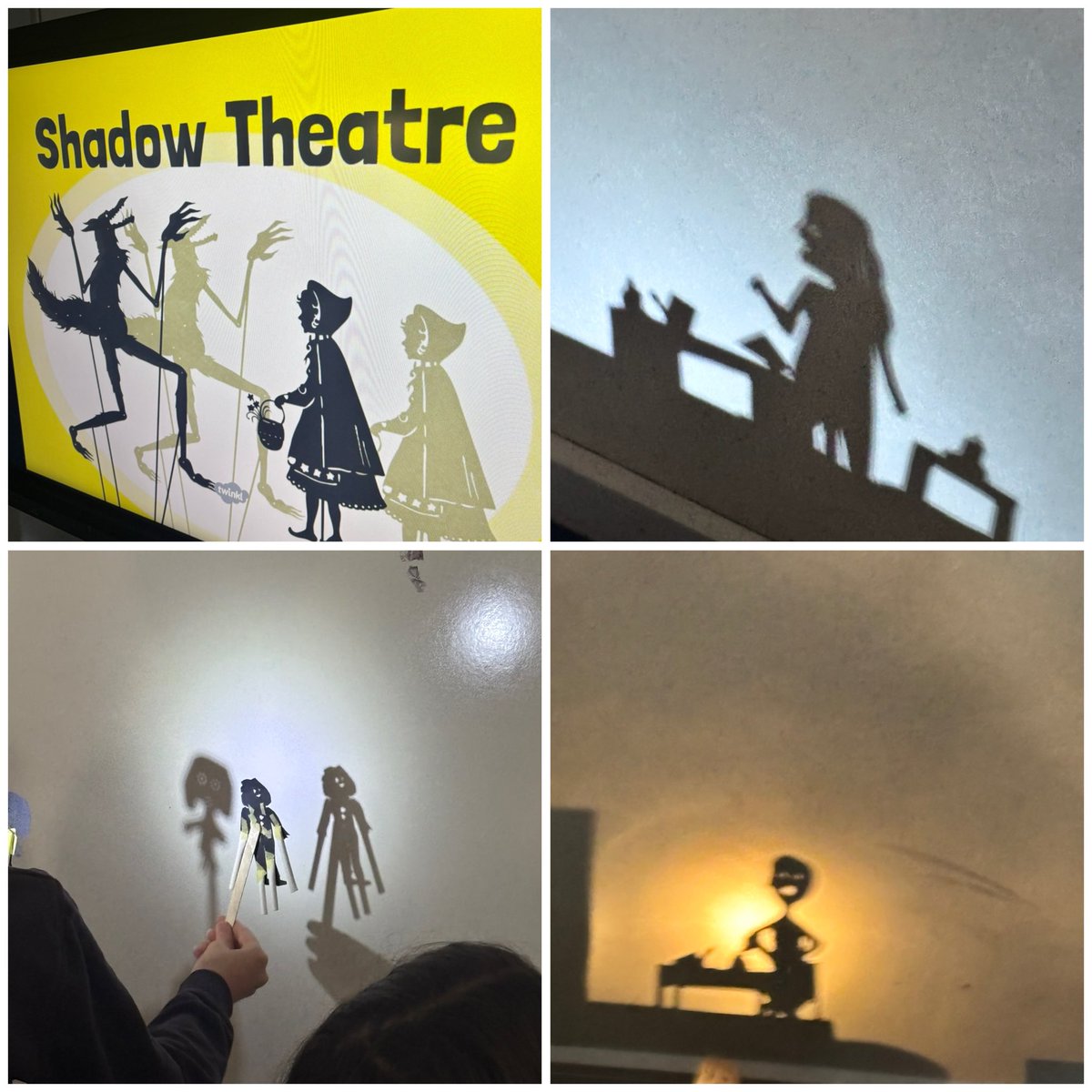 Whitchurch1's tweet image. Year 6 showing their shadow theatre puppets as part of their Light topic.  #light #wpsscience #year6