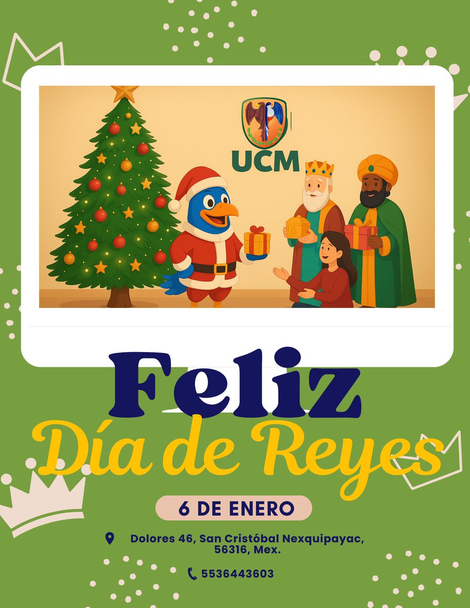 ucm_edu's tweet photo. 🎉✨ La UICM desea que la magia de este Día de Reyes llene tu hogar de alegría, paz y esperanza.
Que este 6 de enero llegue cargado de ilusión y momentos especiales para toda nuestra comunidad. 👑⭐

#DíaDeReyes #UICM #ComunidadUICM https://t.co/cdcGis7WtK