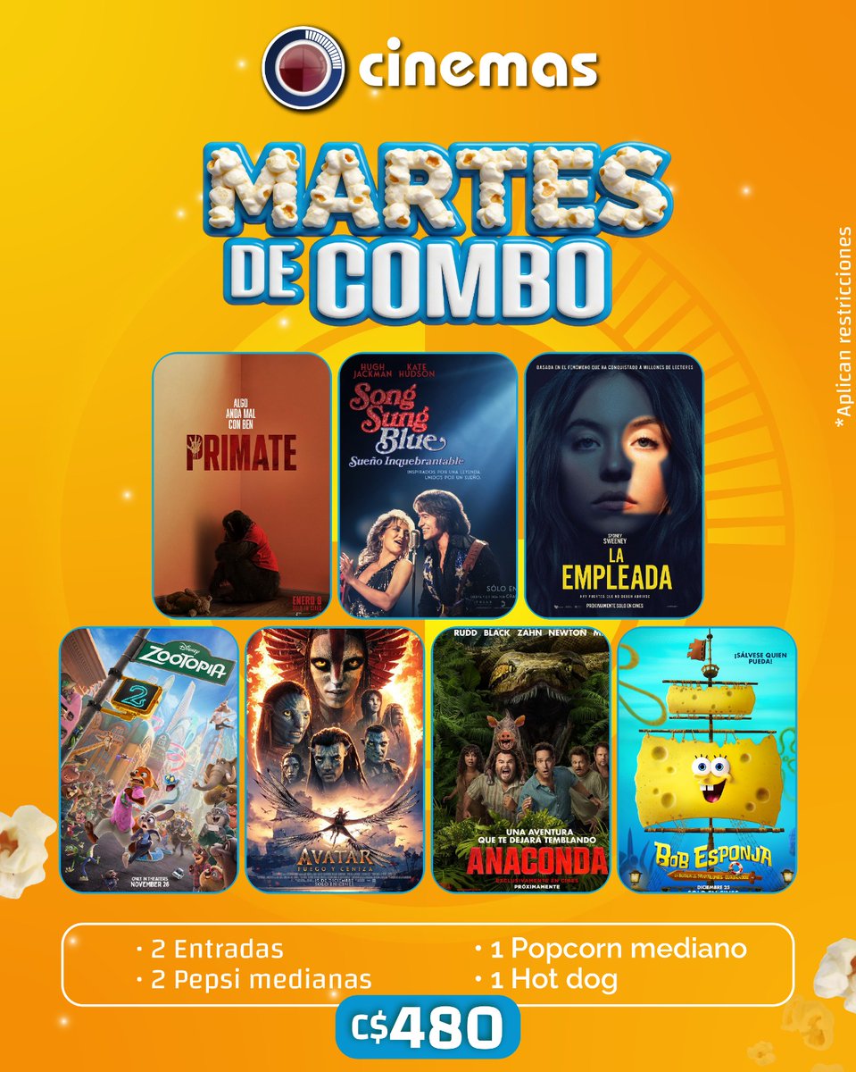Arrancá el Año Nuevo con el mejor plan: cine, palomitas y gaseosa❤️🤩
Nada como empezar este nuevo capítulo disfrutando de una buena película y el combo estrella de #Cinemas ✨

📲 Consultá las tandas acá 👉 cinemas.com.ni
#NosApasiona