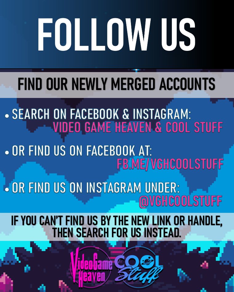 vghcoolstuff's tweet photo. LET'S MAKE THINGS EASIER! We are merging our Facebook and Instagram pages between Video Game Heaven and Cool Stuff into one. If you're only following Video Game Heaven then be sure to follow the rebranded pages under the new name "Video Game Heaven &amp; Cool Stuff". https://t.co/0uvAm2MFSX