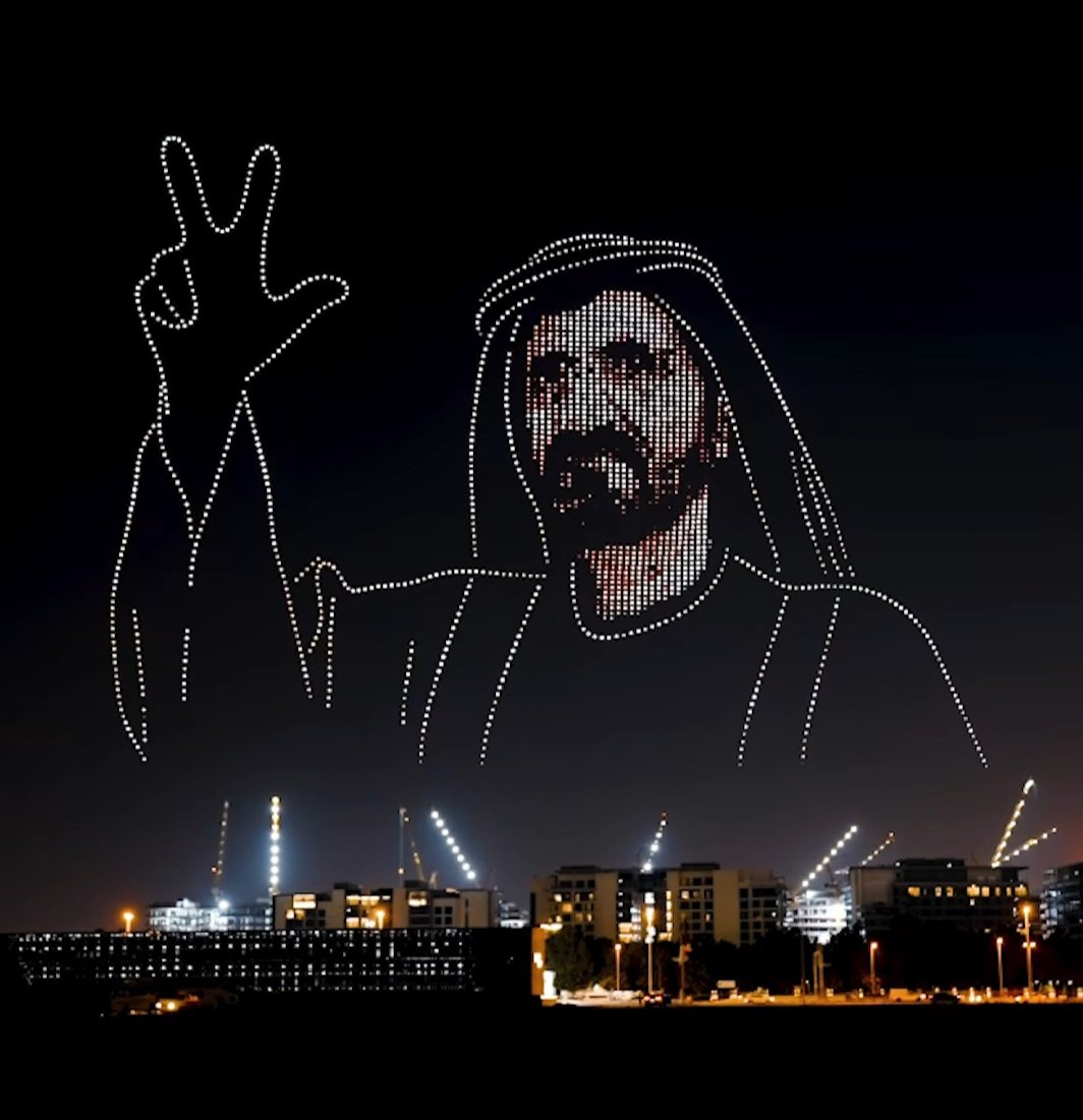 DAMAC Properties hosted a drone show in Dubai, featuring 4000 drones to celebrate His Highness Sheikh Mohammed bin Rashid's 20 years of leadership. 
#sheikhmohammed #dubairuler #uae #uaeuptodate