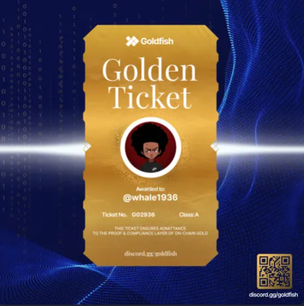 🔗 Claim Page for Goldfish Golden Ticket: discord.gg/goldfish

🟢 Join the Goldfish Discord
🟢 Open the Golden Ticket channel
🟢 Generate your personalized Golden Ticket
🟢 Post it on X
🟢 Submit the post link in Discord to unlock your role

Asap!!!

Golden Ticket in hand.
