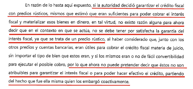 ¿Sabías que… un bien rústico puede garantizar un crédito fiscal, incluso cuando está exceptuado del embargo?  🤓
La Sala Regional en Michoacán, confirmó que, si ese bien fue previamente embargado, nada impide para que se use como medio para garantizar. 
Este criterio cobra