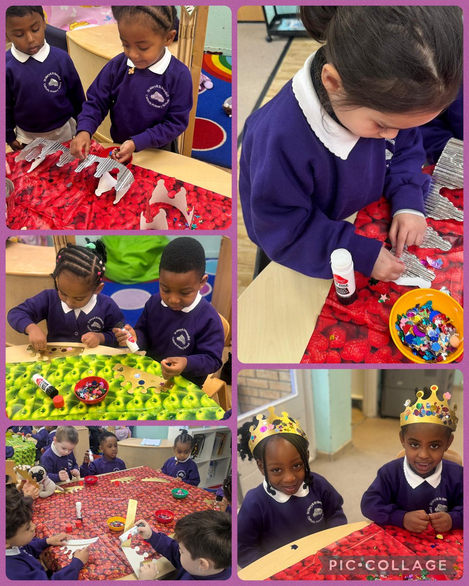 StMaryStBen's tweet photo. Today in nursery we celebrated Epiphany 👑✨
We created crowns just like the Kings, talked about the Magi, and explored new vocabulary through creative play.
#Epiphany #Creative #Kings #Magi  #Star #BabyJesus #Vocabulary #PlayingIsLearning https://t.co/UA1hB7vo07