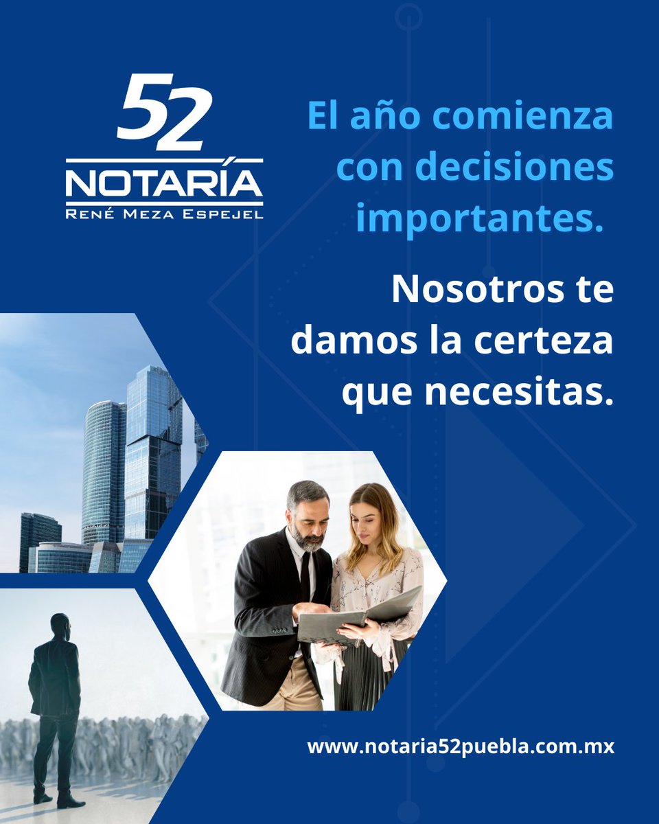 Notaria52's tweet image. Como cada año, estamos contigo para que cada decisión esté bien respaldada.
Estamos listos para atender tus operaciones notariales. Agenda tu cita rápida por 📲WhatsApp al 2211-675252.

#Notaría52Puebla