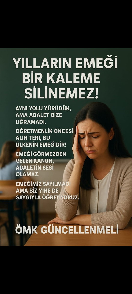 <a href="/RTErdogan/">Recep Tayyip Erdoğan</a> Sayın cumhurbaşkanım bizler öğretmen olmadan önce kimimiz terörle mücadele kimimiz pandemi yılları corona ile kimimiz yurdun en ücra yerlerinde farklı kamu hizmeti verdik bu hizmetler öğretmenlik meslek kanununda yok hükmünde on binlerce öğretmen mağdur