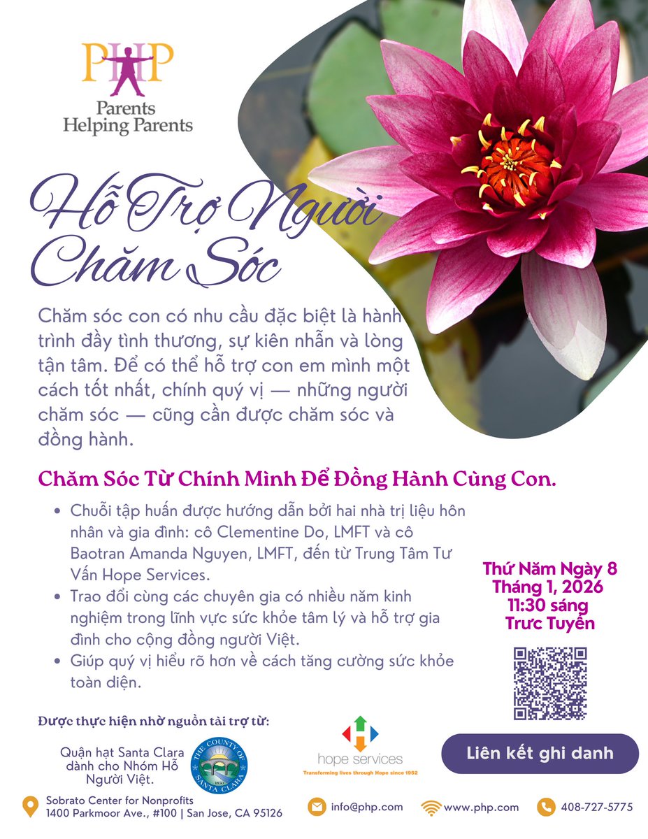 HOPE_Services's tweet photo. Hope Counseling Center is partnering with Parents Helping Parents to offer Vietnamese-language support groups for parents and caregivers of individuals with mental health challenges and developmental or intellectual disabilities. 🗓 Jan 8 | 11:30 AM🔗 https://t.co/WpB7TwZZwz. https://t.co/Mkmd4BPJWn