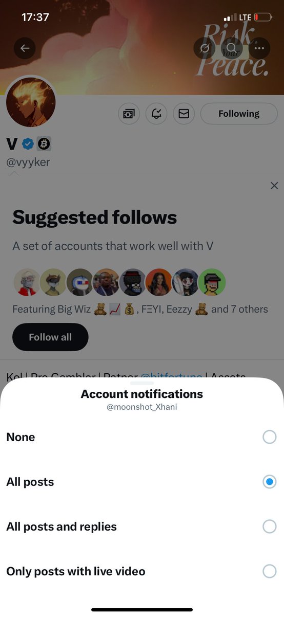 moonshot_Xhani's tweet photo. @vyyker @bitfortune Followed all accounts with notis one 🫡 https://t.co/VDqJvCfp2U