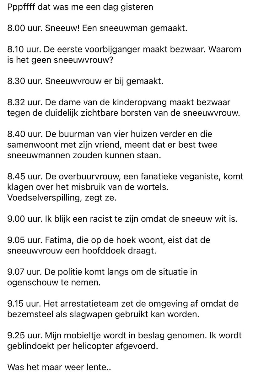 Morgen komt de #sneeuw des doods blijkbaar. Nou ja, we gaan het zien, kan er toch niets aan veranderen ❄️☃️