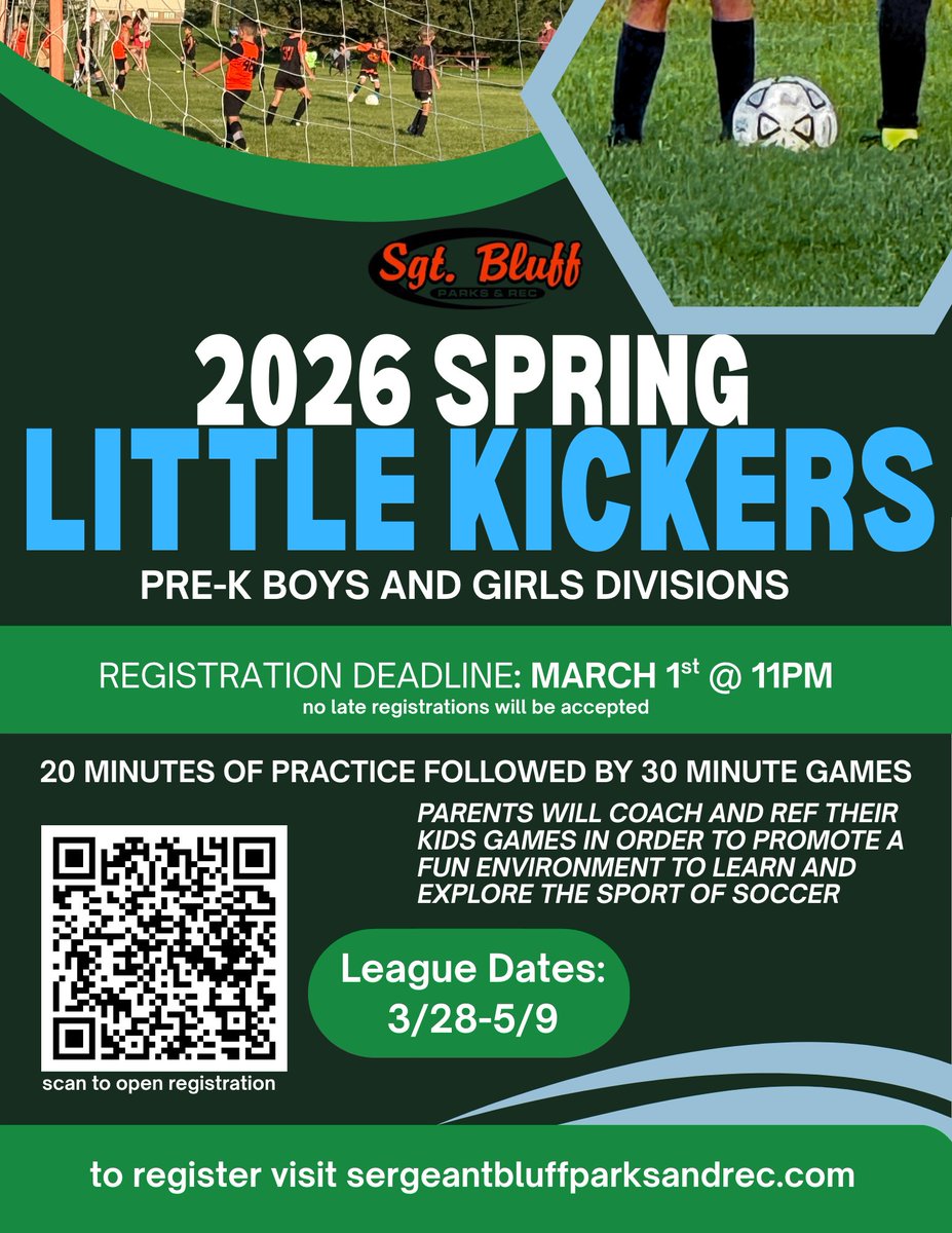 ⚽️ It’s that time of the year again ⚽️
👟Spring Soccer registration is 𝗡𝗢𝗪 𝗢𝗣𝗘𝗡!
🔗Register on our website or click the link in our bio.
🗓️Registration closes 𝗠𝗮𝗿𝗰𝗵 𝟭𝘀𝘁  @ 𝟭𝟭:𝟬𝟬𝗽𝗺
𝙇𝙖𝙩𝙚 𝙧𝙚𝙜𝙞𝙨𝙩𝙧𝙖𝙩𝙞𝙤𝙣 𝙬𝙞𝙡𝙡 𝙣𝙤𝙩 𝙗𝙚 𝙖𝙘𝙘𝙚𝙥𝙩𝙚𝙙.