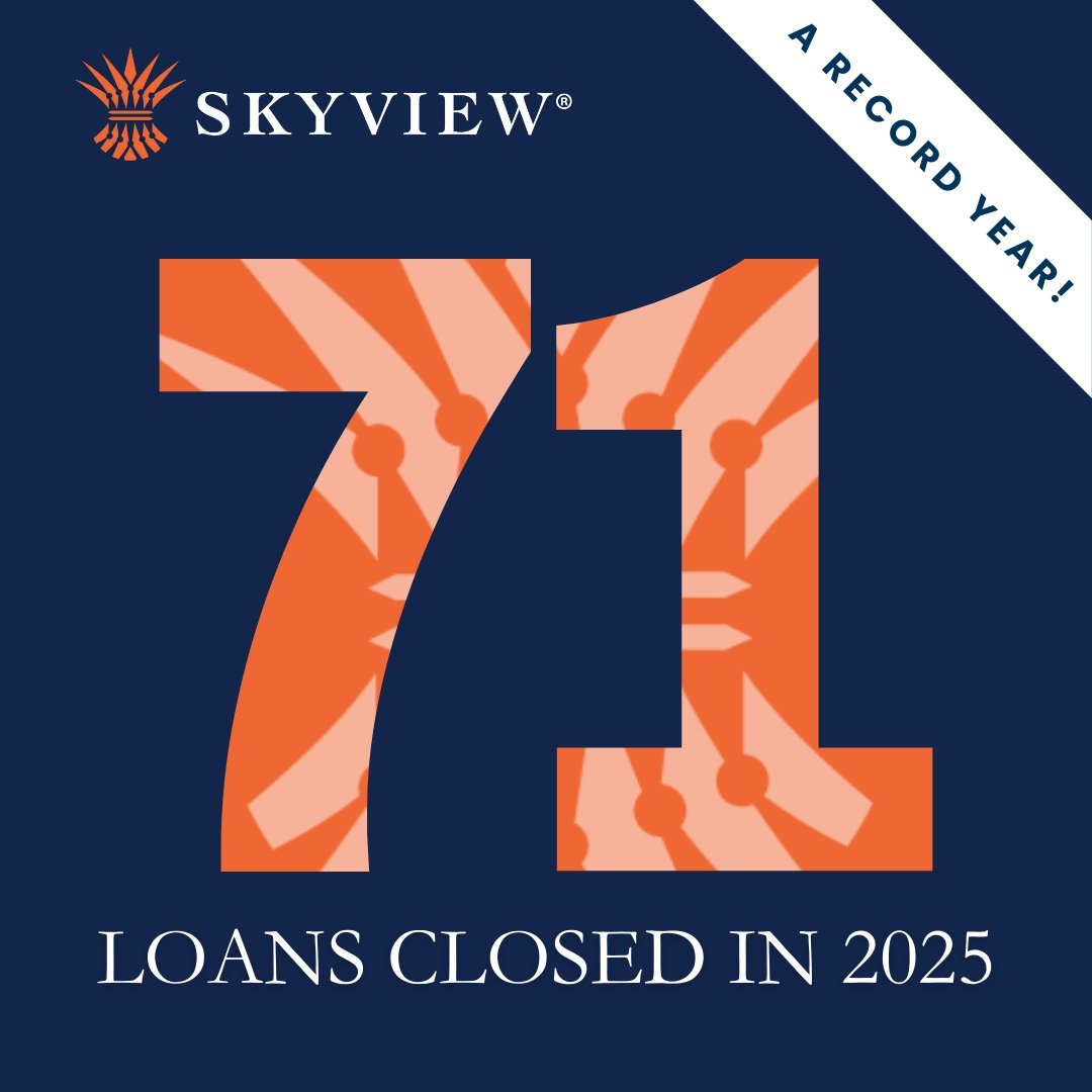 2025 = a record year for SkyView!

71 transactions financed for advisors nationwide for M&amp;A, refinances, and other initiatives.

Thank you to the advisors who trusted our team with some of their most important transactions.

Let’s keep the momentum going➡️ bit.ly/4aIJkIt