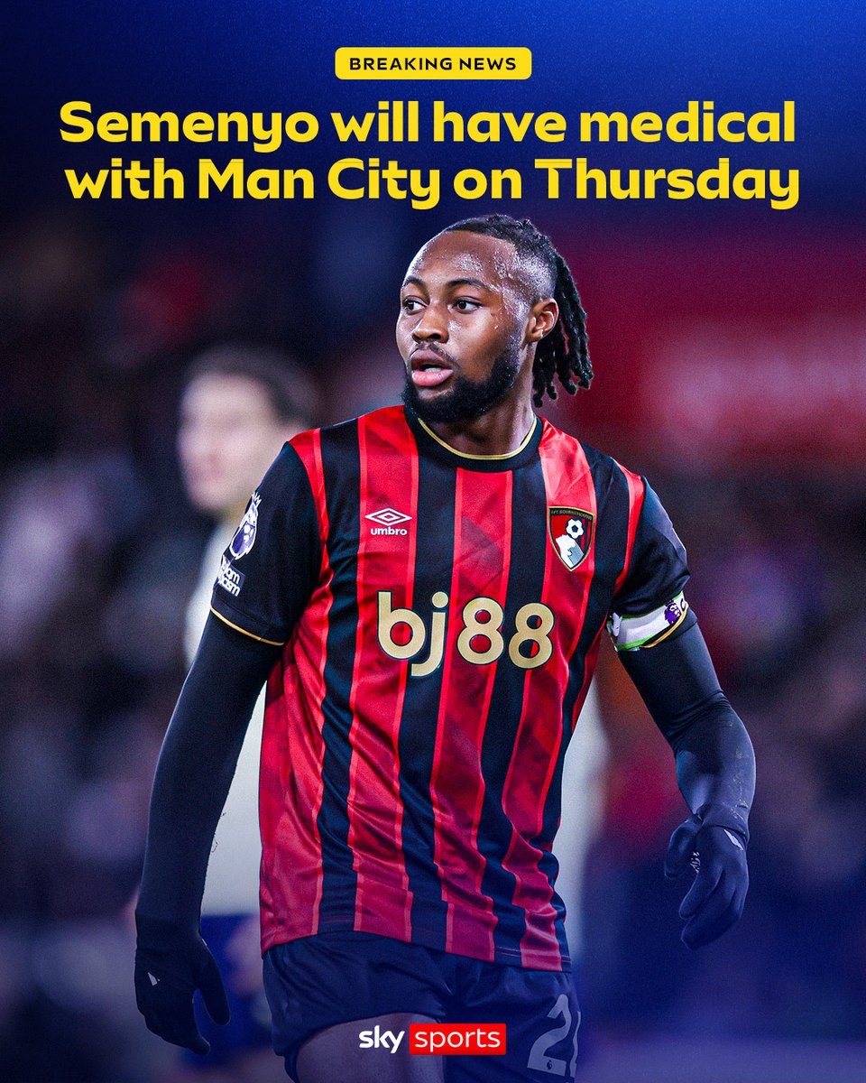 SkySportsPL's tweet image. BREAKING: Antoine Semenyo is booked for a medical with Manchester City on Thursday 🚨