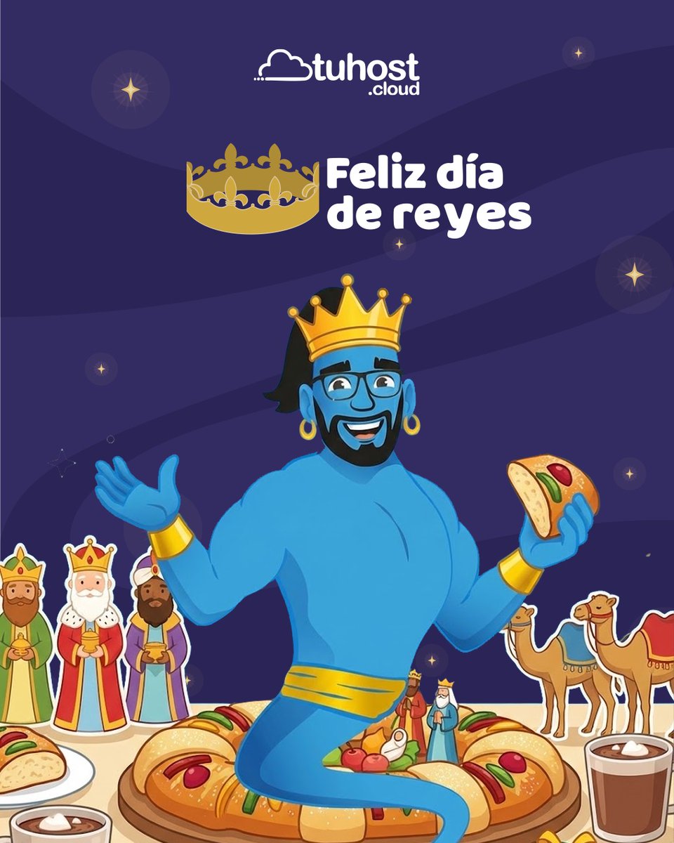 tuhost_cloud's tweet photo. 👑✨ ¡Feliz Día de Reyes! ✨👑
Que este año tus proyectos tengan el mejor regalo:
⚡ velocidad, ☁️ estabilidad y 🔐 seguridad en la nube.
En https://t.co/5mo2eJOxio hacemos que tu web reine todo el año. 🚀
#DíaDeReyes #TuHost #HostingEnLaNube https://t.co/VN0mRLHlMm