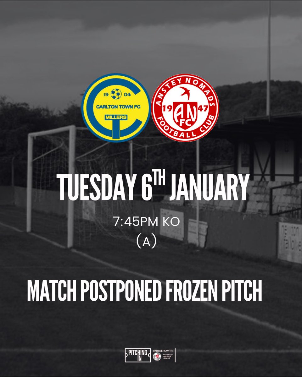 Tonight’s fixture has been postponed due to the freezing temperatures 

#UpTheNomads