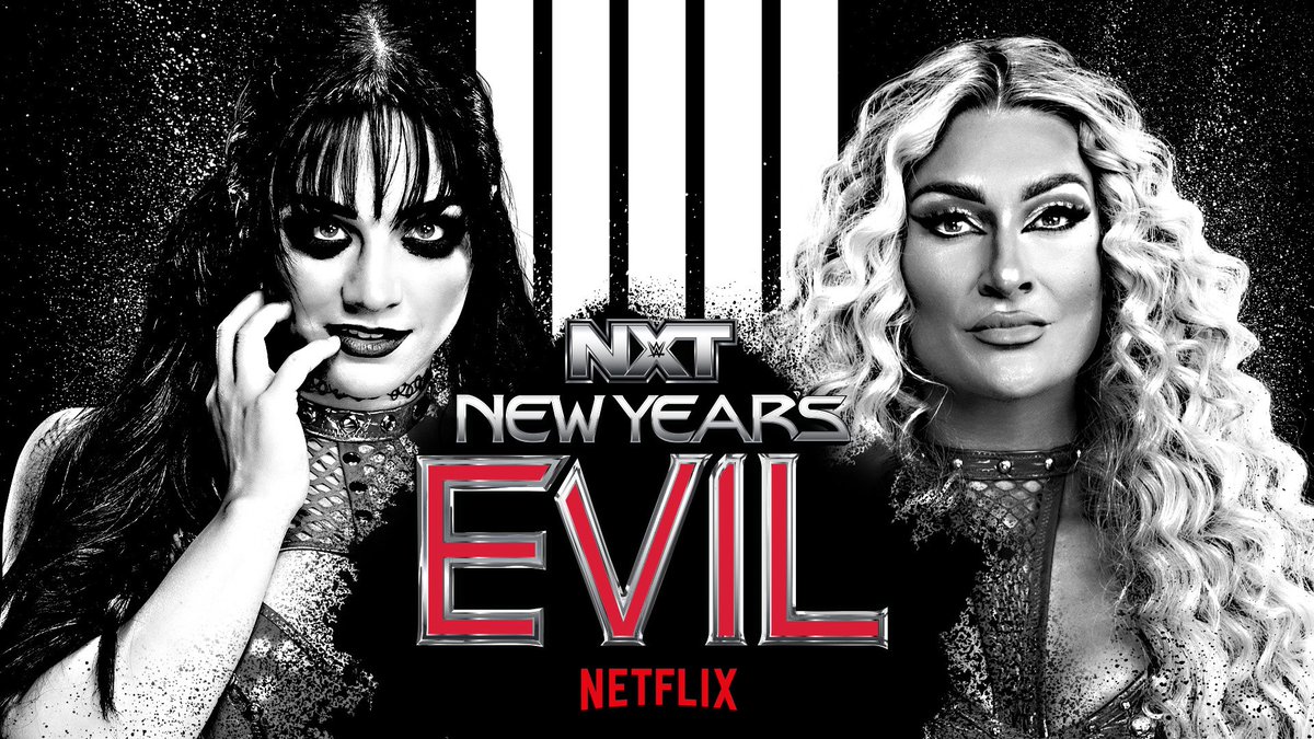 WWEIndia's tweet photo. Kal #WWENXT #NewYearsEvil par:
⚪️ Oba Femi vs. Leon Slater - NXT Title Match
⚪️ Jacy Jayne vs. Kendal Grey - NXT Women’s Title Match
⚪️ Thea Hail vs. Blake Monroe - Women’s #NATitle Match
⚪️ Tatum Paxley vs. Izzi Dame
Tune in at 6:30 AM (IST) on @NetflixIndia! https://t.co/UVBINbewXH