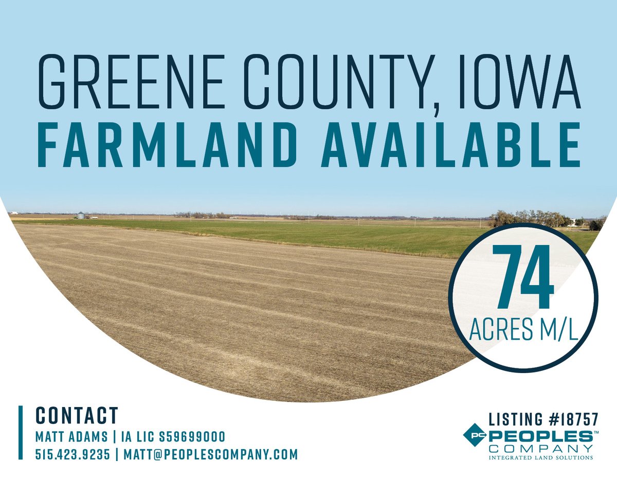 FARMLAND AVAILABLE | 74.00 Acres M/L in Greene County, IA

+ 74 acres m/l of prime Greene County farmland, located just south of Cooper and 5 miles south of Jefferson, Iowa.

+ 69.73 FSA NHEL cropland acres featuring highly productive soils with an average CSR2 of 86.8.

+